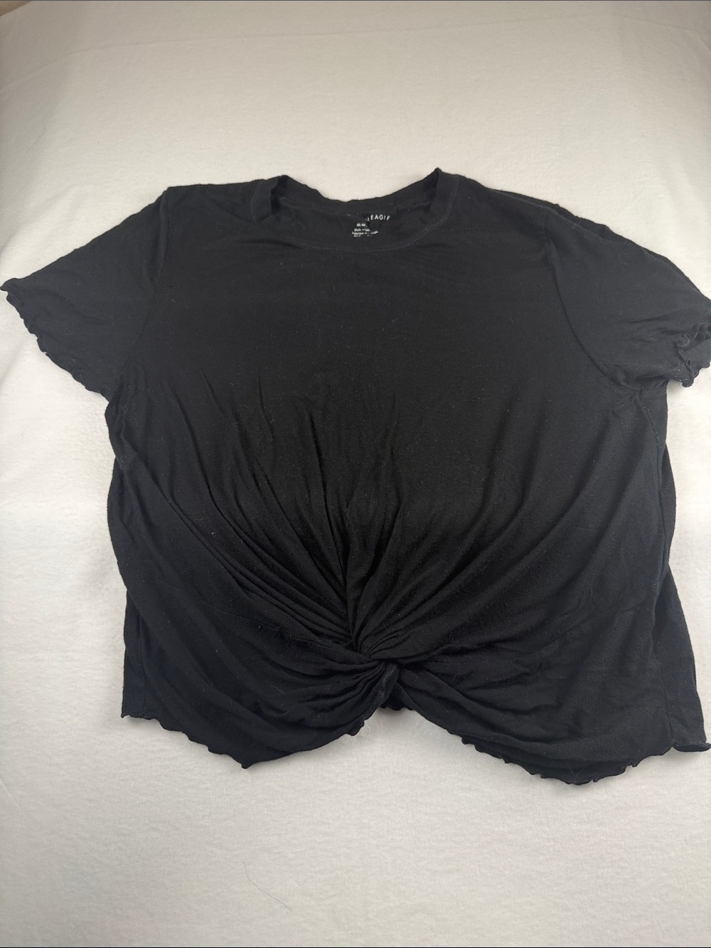 American Eagle Women's Black Twist-Front Short Sleeve Top 293